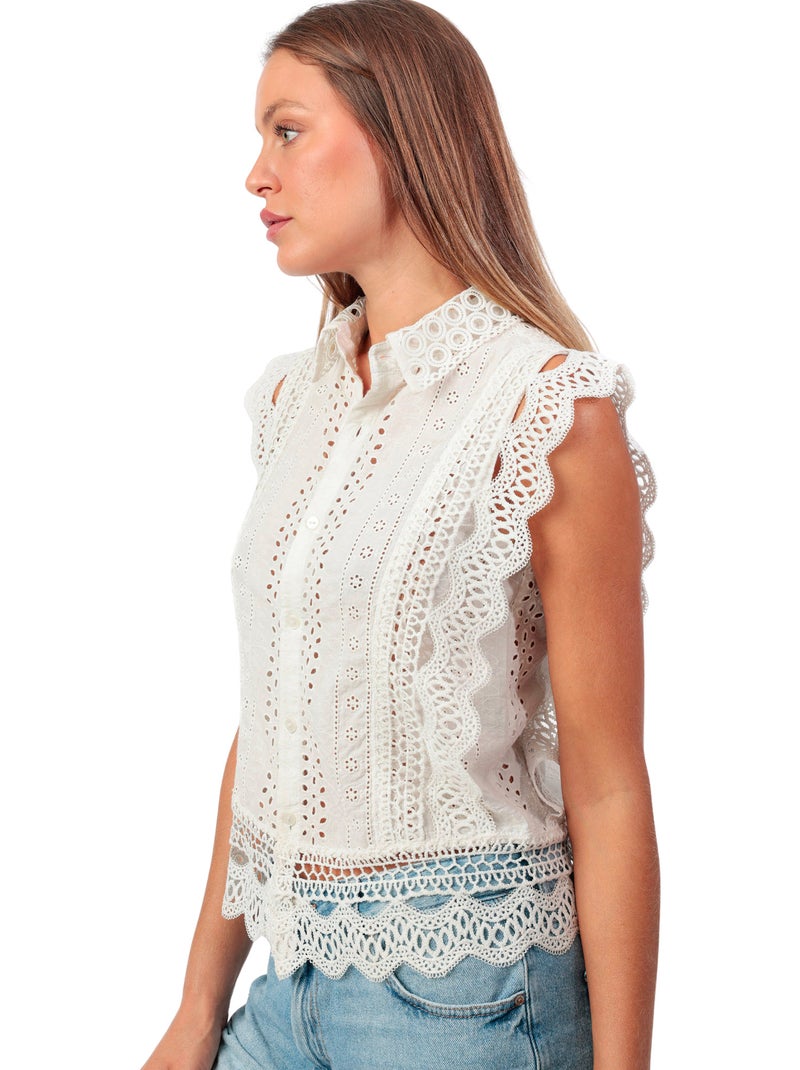 Chemisier sans manches Royal Blanc - Kiabi