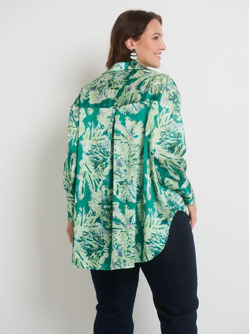Chemisier satin aquarelle manches longues - Kiabi