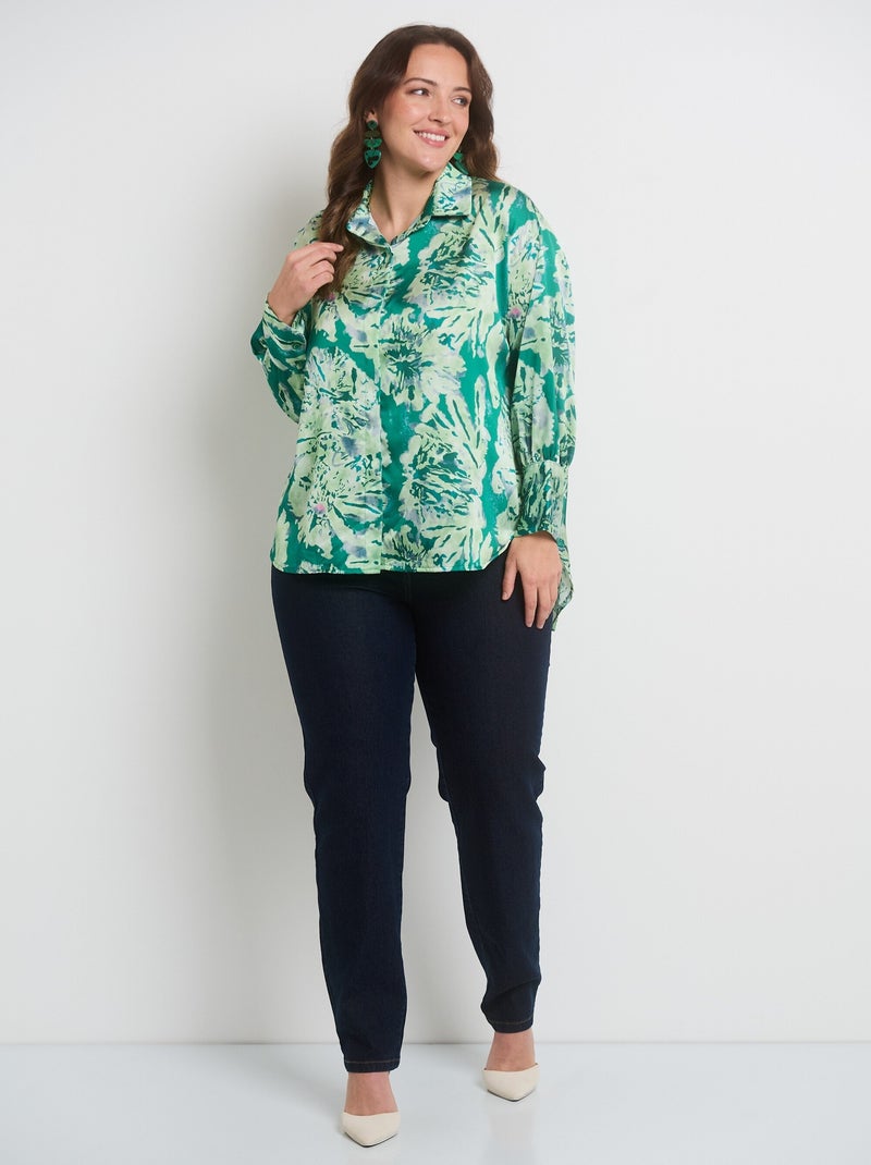 Tunique Verte Rayée Transparente Marianne Kooimans - Taille 4, Manches Longues, Accents Métalliques, Occasion Très Bon état