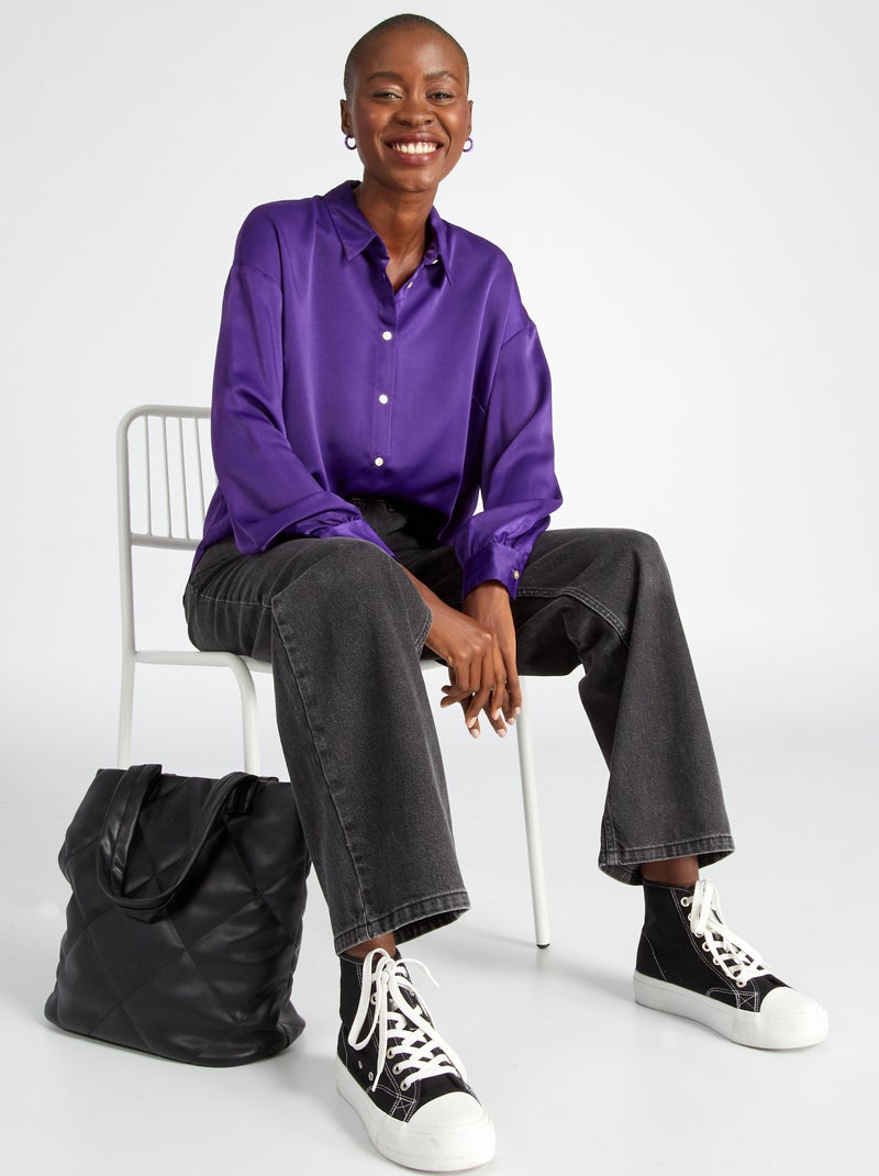 Chemisier TM Lewin Femme Taille 8 (S) - Violet Rayé, Manches Longues, Coupe Slim, Business