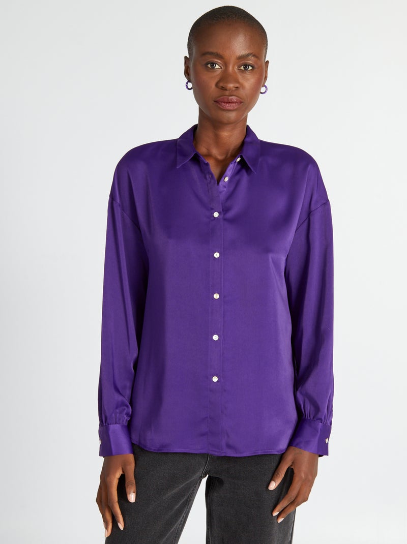 Chemisier Chemise Violette Satin Chemisier Mauve Femme Chemise