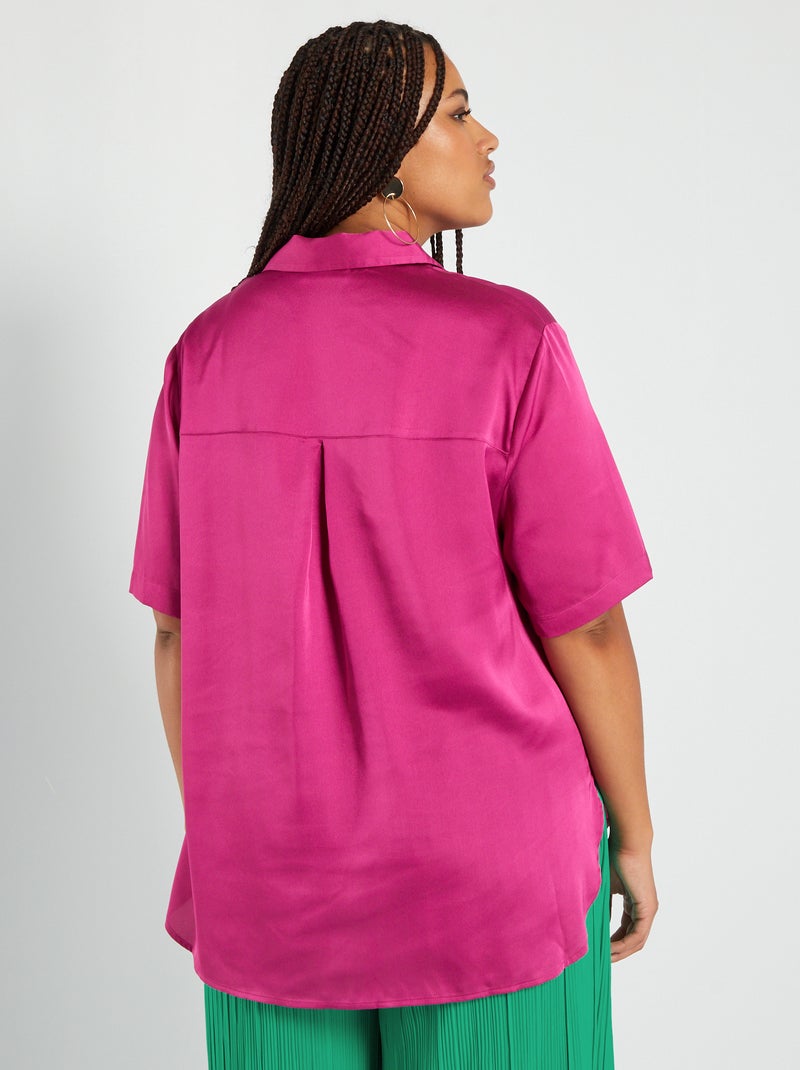 Chemisier Cintré Fuschia - Taille 38 - Coton Mélangé - Occasion Très Bon État