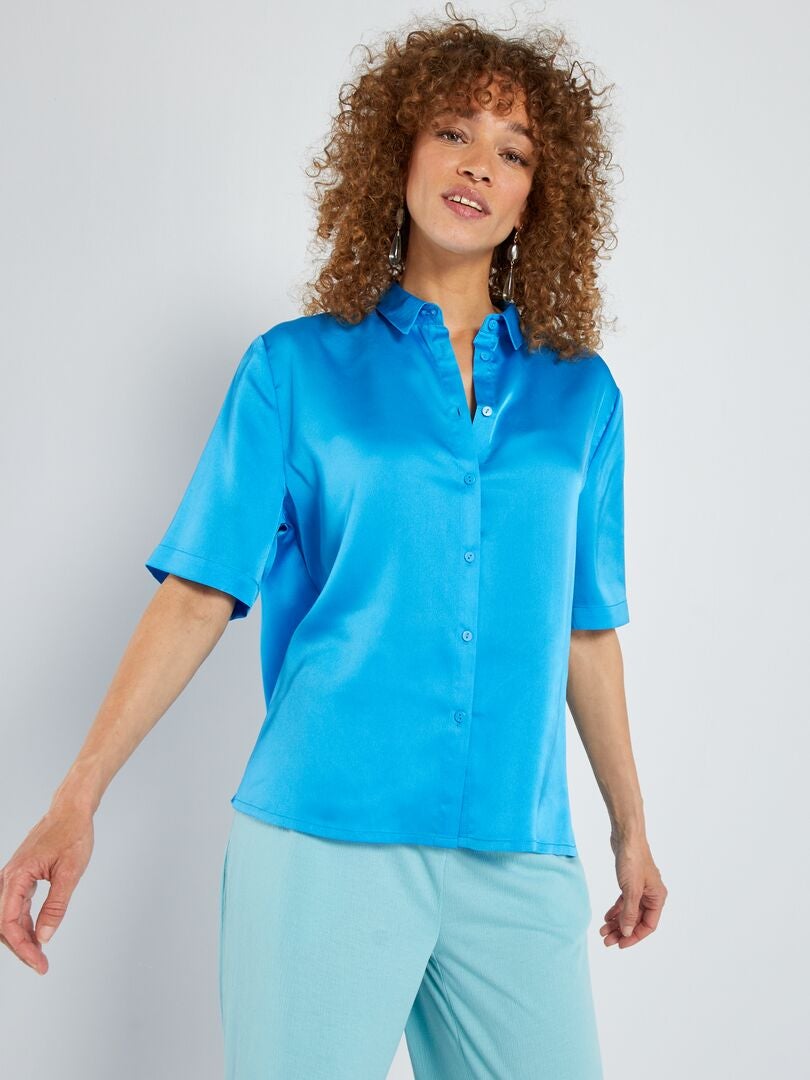 Chemisier Femme Etam - Manches Courtes - Couleur Bleu Vif - Taille 40 - Neuf Sans Étiquettes