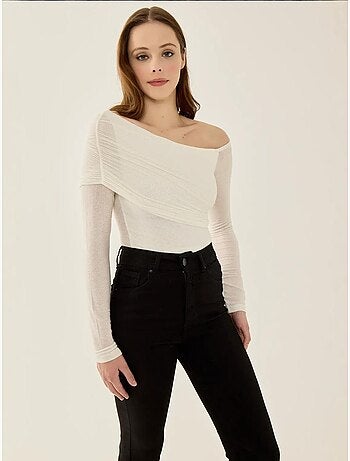 Chemisier slim à manches longues et col asymétrique