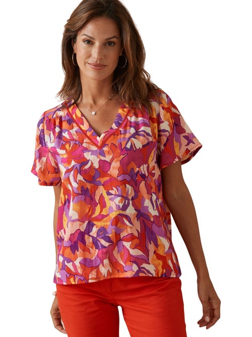 Tunique Ou Robe Chemise Kiabi - Imprimé Floral Ocre, Taille Plus XL/46-48, Manches Longues