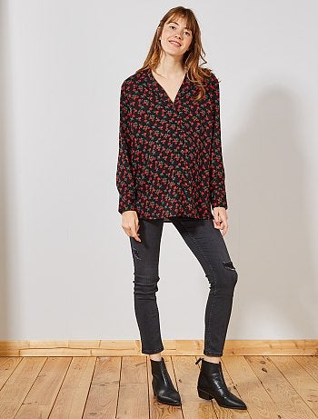 Chemisier style pyjama de grossesse - Kiabi