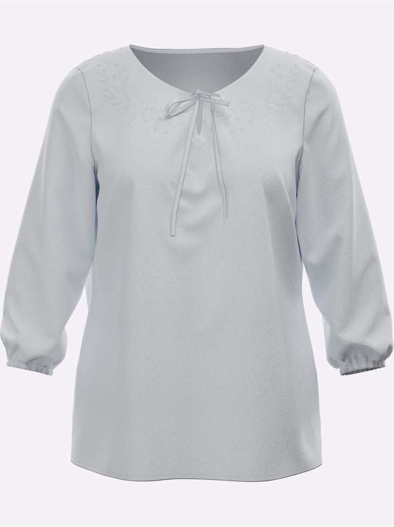 Chemisier superbe broderie florale - taille standard - moda vilona Ecru - Kiabi