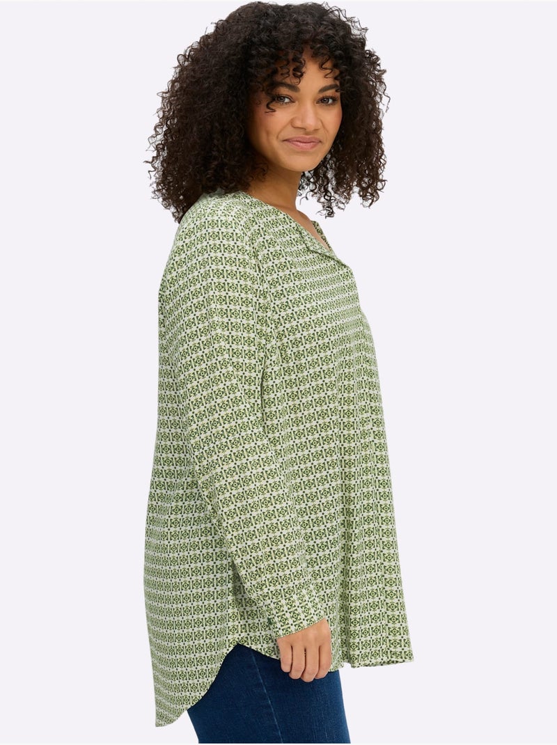 Chemisier Superbe Motif - Taille Standard - Sheego Noir Vert - Kiabi