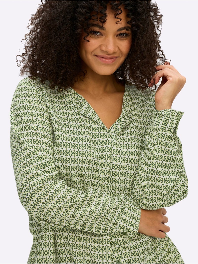 Chemisier Superbe Motif - Taille Standard - Sheego Noir Vert - Kiabi