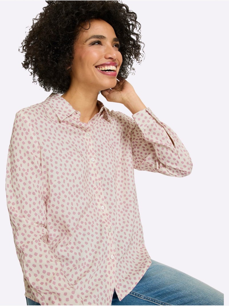 Chemisier Superbe Motif à Pois - Taille Standard - Helline Blanc Rose - Kiabi