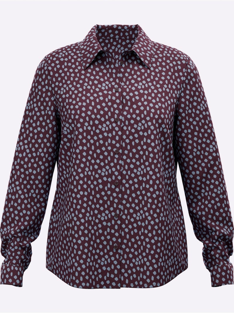 Chemisier Superbe Motif à Pois - Taille Standard - Helline Bleu Bordeaux - Kiabi
