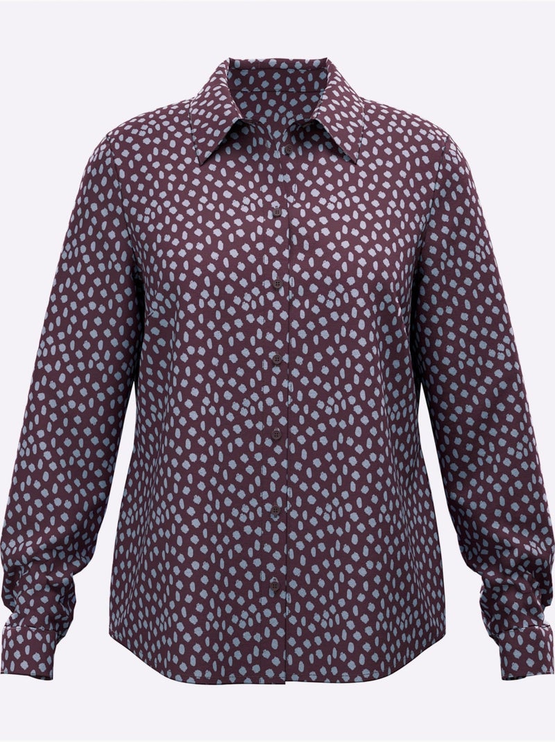 Chemisier Superbe Motif à Pois - Taille Standard - Helline Bleu Bordeaux - Kiabi