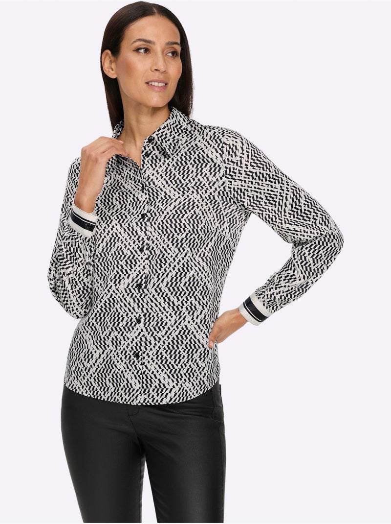 Chemisier Superbe Motif Graphique - Taille Standard - Helline Noir Blanc - Kiabi