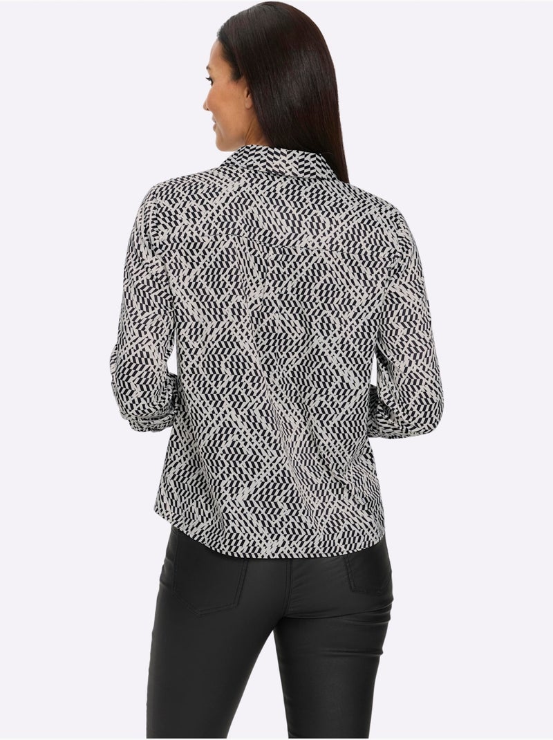 Chemisier Superbe Motif Graphique - Taille Standard - Helline Noir Blanc - Kiabi