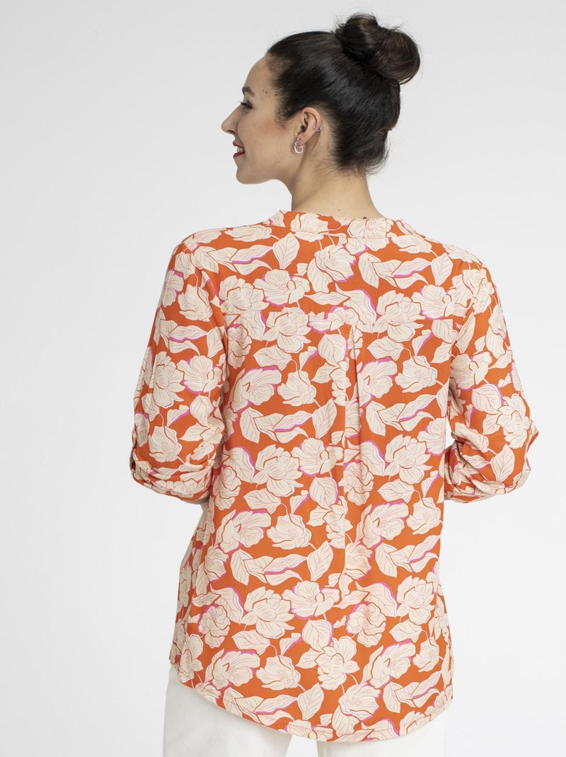Chemisier TOPICAL Fleur orange Chemisiers col mao Orange - Kiabi