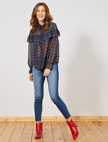 Chemisier transparent à volants - Kiabi