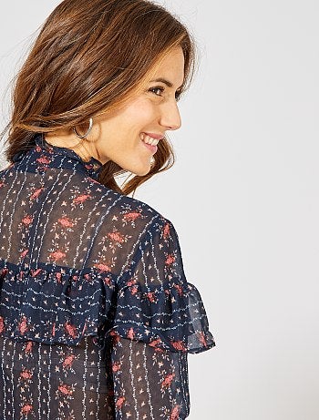 Chemisier transparent à volants - Kiabi