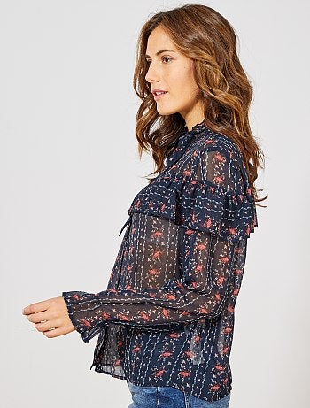 Chemisier transparent à volants - Kiabi