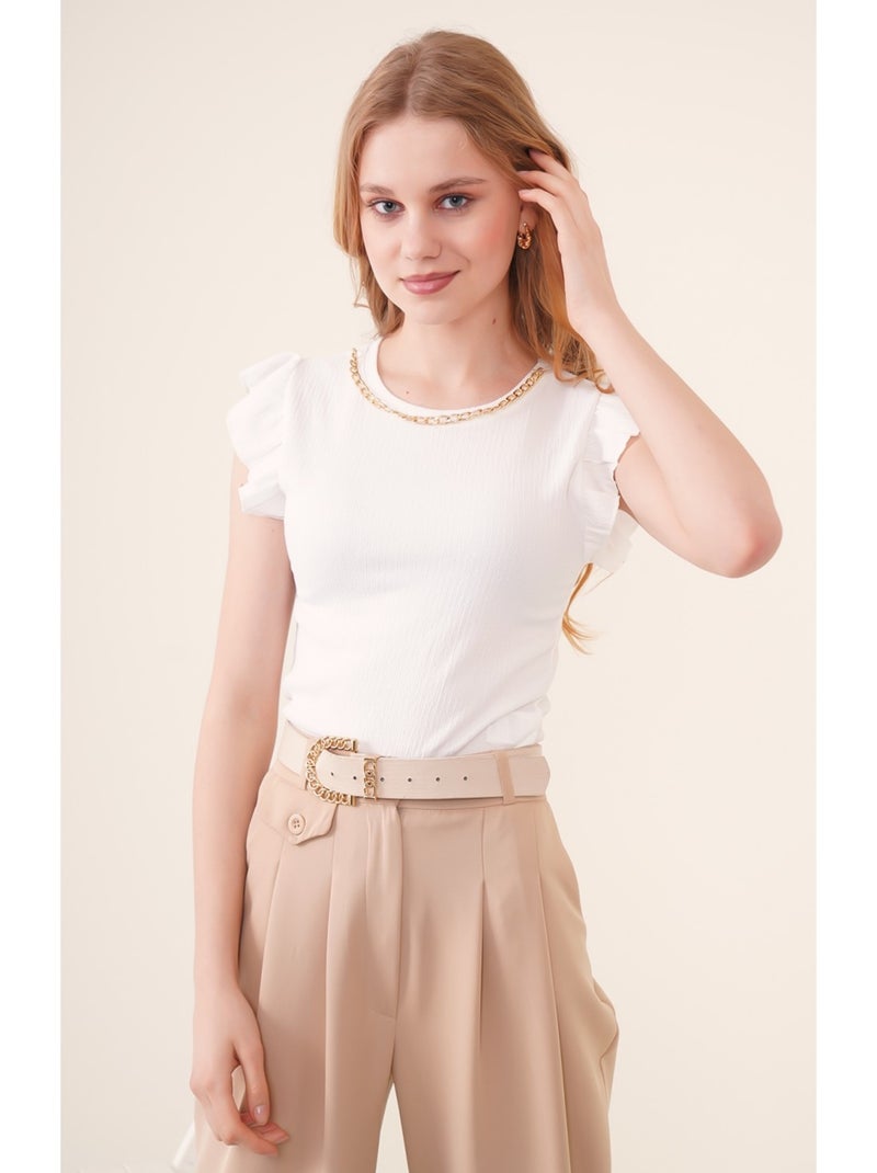 Chemisier Tricot - Blanc Blanc - Kiabi