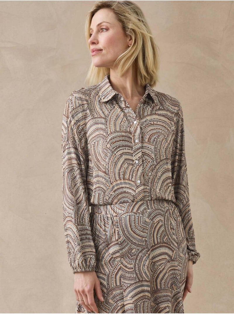 Chemisier tunique col chemise - daxon Beige - Kiabi