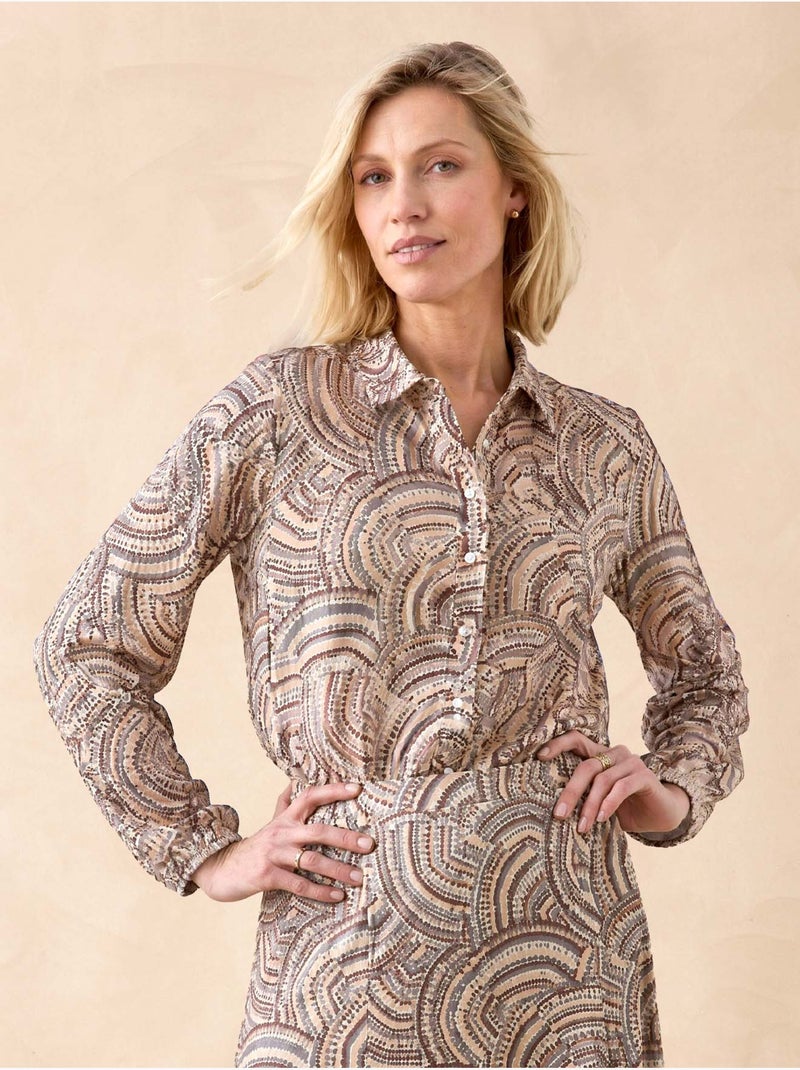 Chemisier tunique col chemise - daxon Beige - Kiabi