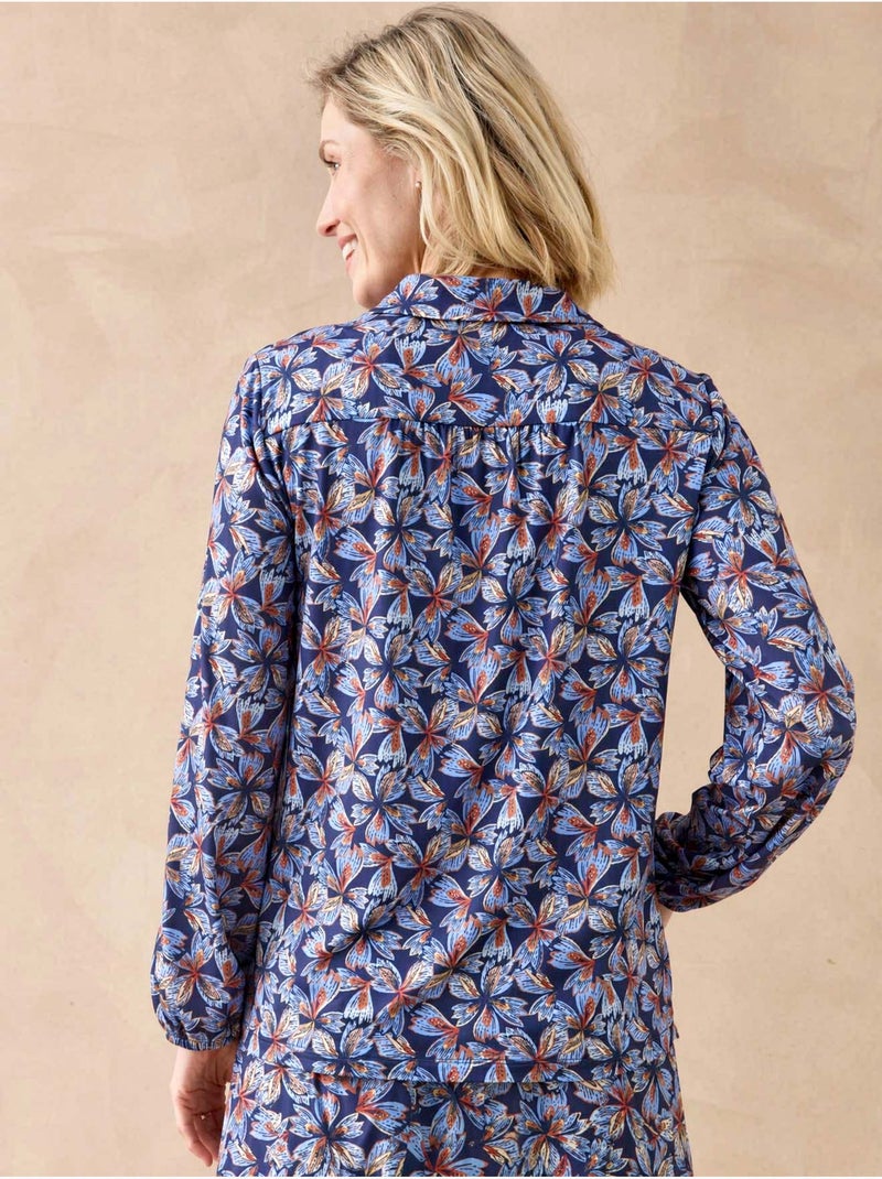 Chemisier tunique col chemise - daxon Marine/Multicolore - Kiabi