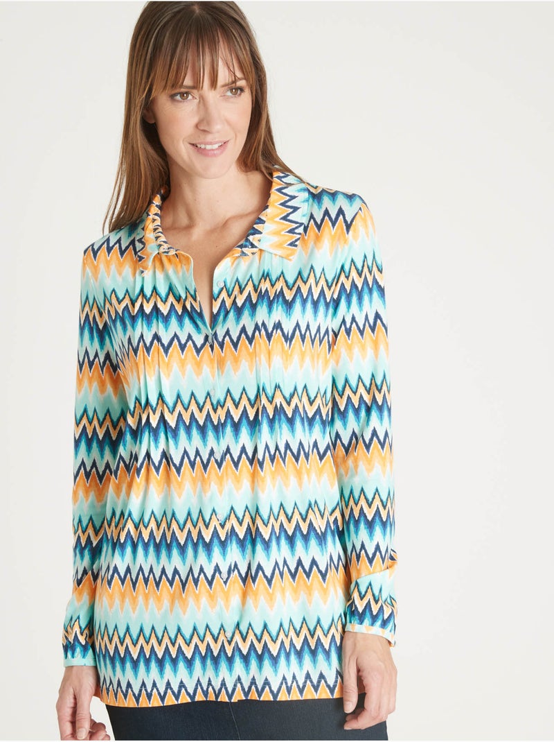 Chemisier tunique en maille - DAXON Bleu Vert - Kiabi