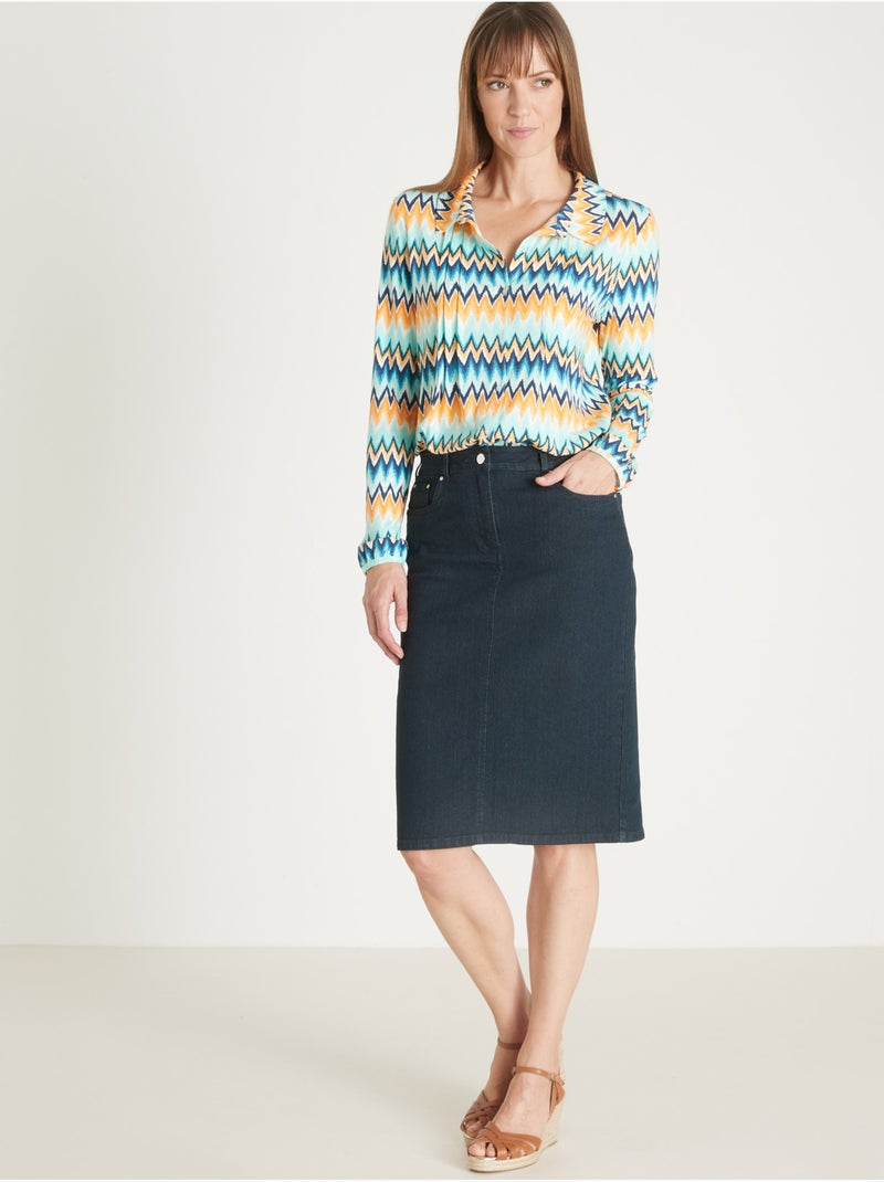 Chemisier tunique en maille - DAXON Bleu Vert - Kiabi