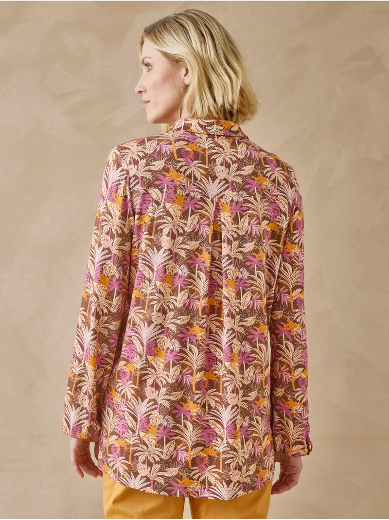 Chemisier tunique en maille - DAXON Marron/Rose - Kiabi