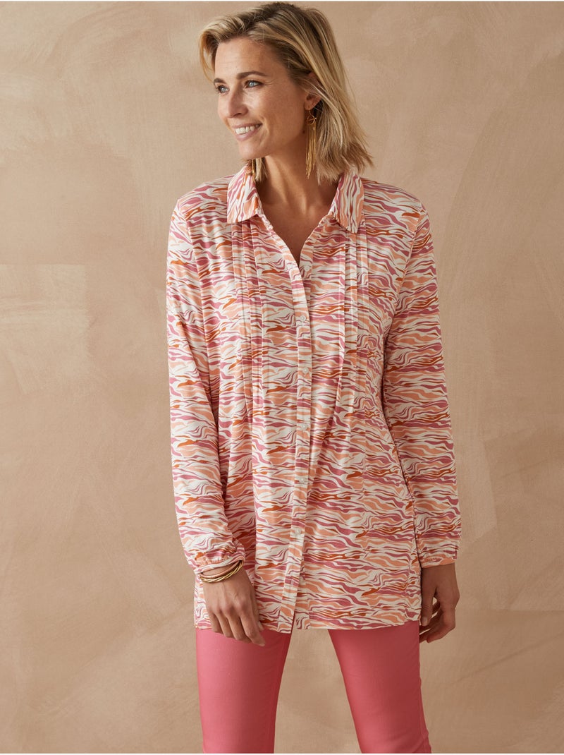 Chemisier tunique en maille - DAXON Orange/Rose - Kiabi