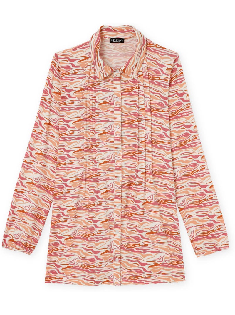 Chemisier tunique en maille - DAXON Orange/Rose - Kiabi