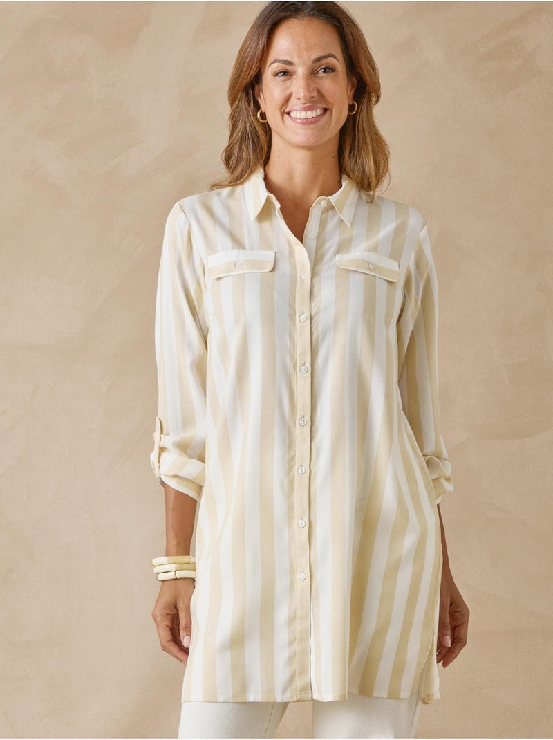 Chemisier tunique fentes côtés - DAXON Beige - Kiabi