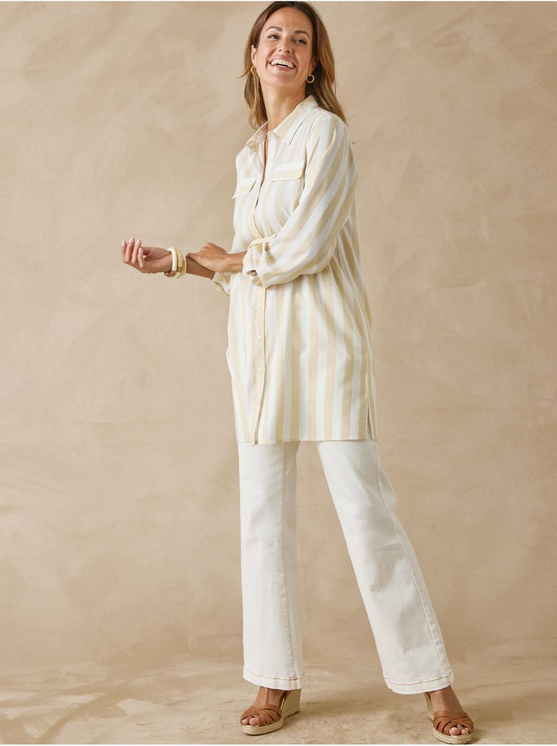 Chemisier tunique fentes côtés - DAXON Beige - Kiabi