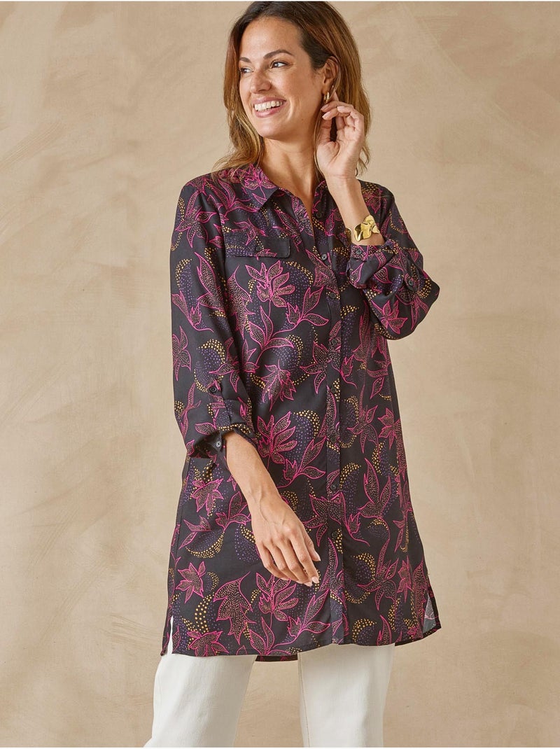 Chemisier tunique fentes côtés - DAXON Rose/Multicolore - Kiabi