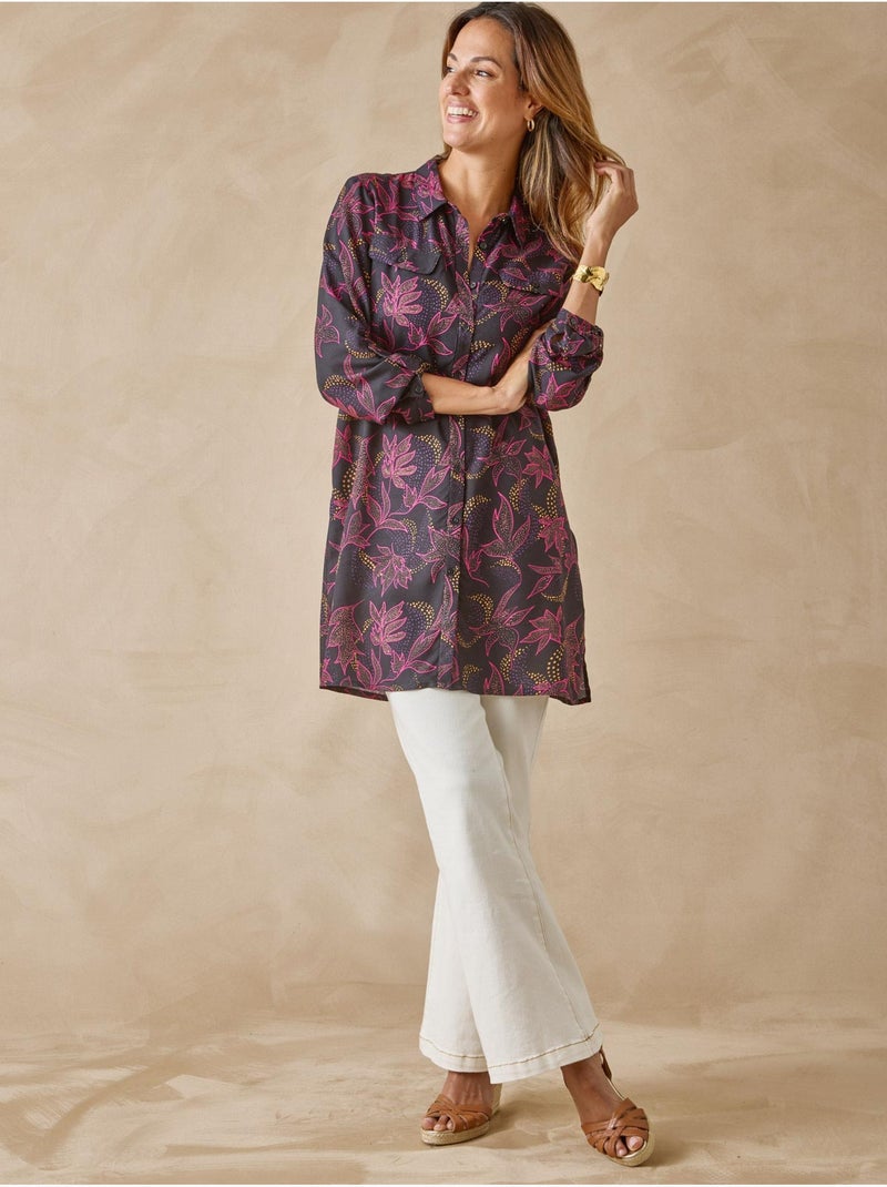 Chemisier tunique fentes côtés - DAXON Rose/Multicolore - Kiabi