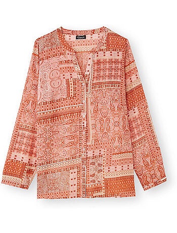 Chemisier tunique manches retroussables