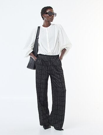 chemisier uni avec manches longues bouffantes