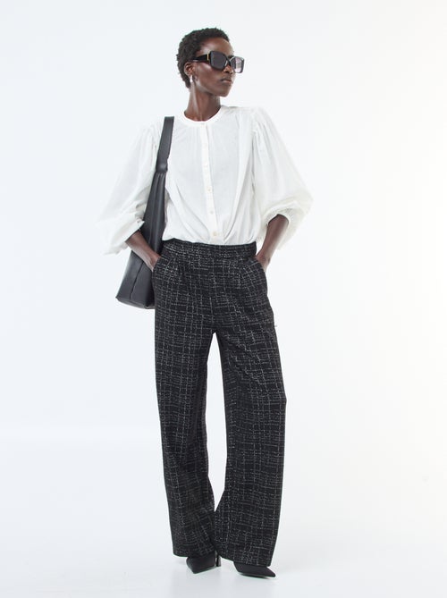 chemisier uni avec manches longues bouffantes - Kiabi