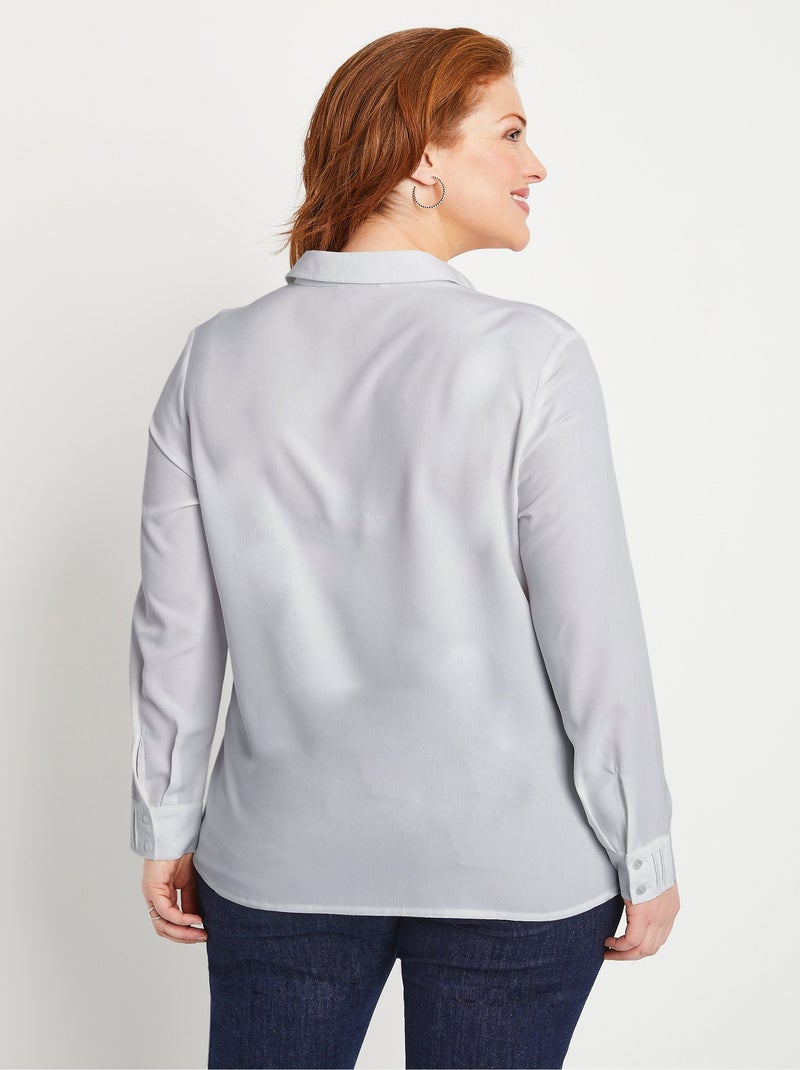 Chemisier uni boutonné long strass col chemise - Afibel Argenté - Kiabi