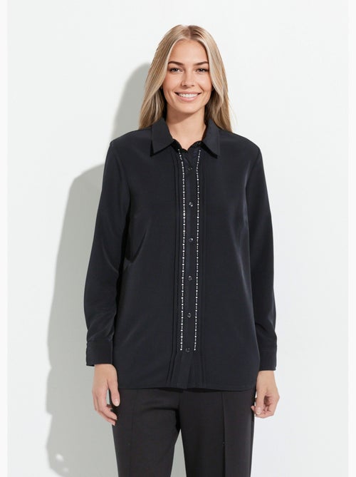 Chemisier uni boutonné long strass col chemise - Afibel - Kiabi