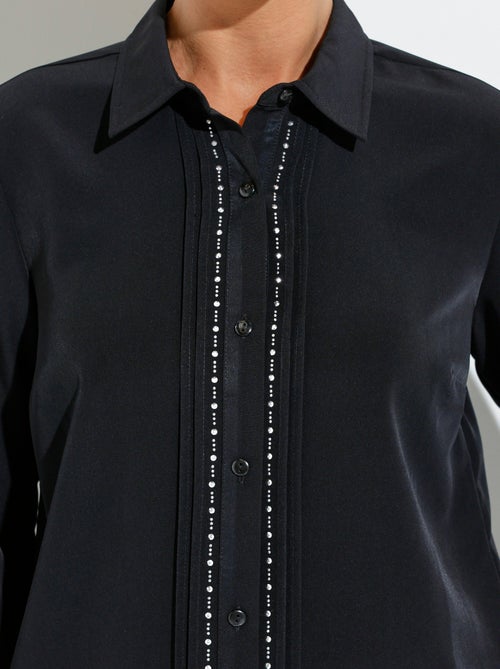 Chemisier uni boutonné long strass col chemise - Afibel - Kiabi