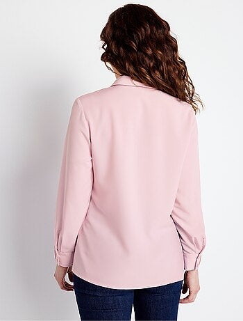 Chemisier uni boutonné long strass col chemise - Afibel