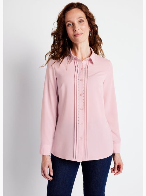 Chemisier uni boutonné long strass col chemise - Afibel - Kiabi