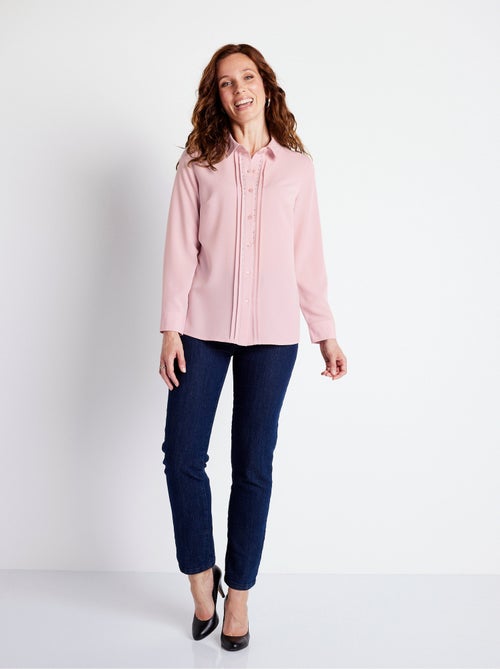 Chemisier uni boutonné long strass col chemise - Afibel - Kiabi