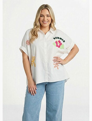 Chemisier uni, broderies thème Summer - AFIBEL