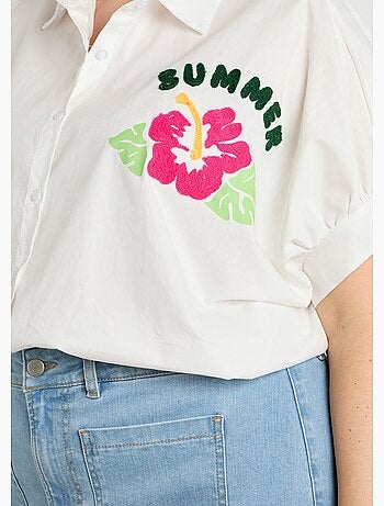 Chemisier uni, broderies thème Summer - AFIBEL