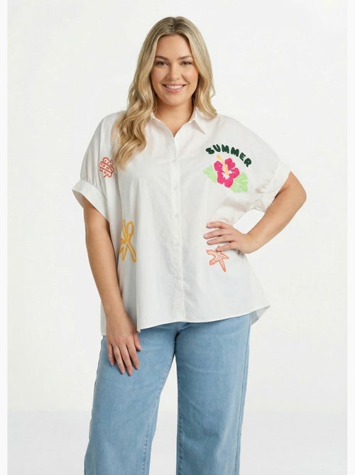 Chemisier uni, broderies thème Summer - AFIBEL - Kiabi