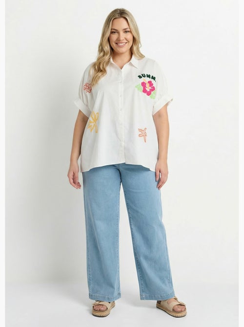 Chemisier uni, broderies thème Summer - AFIBEL - Kiabi