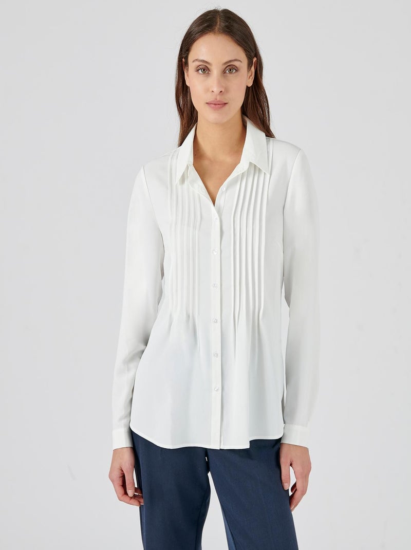 Chemisier uni en crêpe - Damart Beige coquille - Kiabi