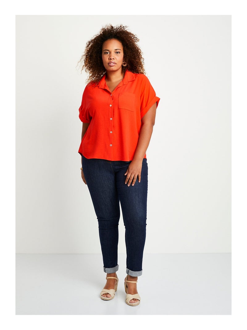 Chemisier uni manches courtes Orange - Kiabi